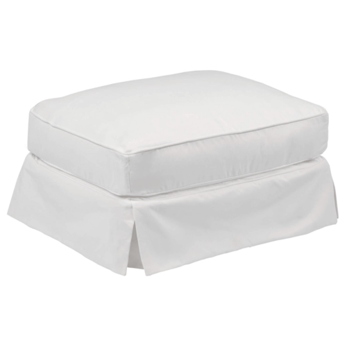 Sunset Trading Horizon Washable White Slipcovered Ottoman