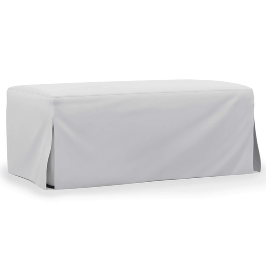 Sunset Trading Newport 44" Wide Slipcovered Ottoman In White –