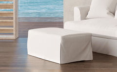 Sunset Trading Newport 44" Wide Slipcovered Ottoman In White –