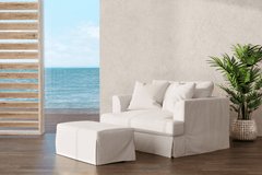 Sunset Trading Newport 44" Wide Slipcovered Ottoman In White –