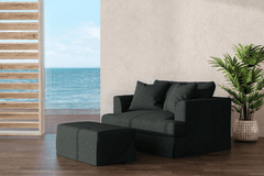 Sunset Trading Newport 44" Wide Slipcovered Ottoman - Dark Gray,