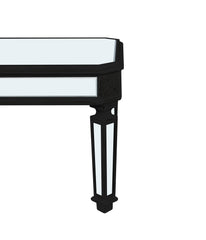 Silver Mirrored Coffee Table, Black Vintage Carved Wooden, Rectangle
