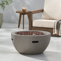 27' Bowl Shaped MGO Propane Fire Pit 40000 BTU, Light Grey (Tank Cover
