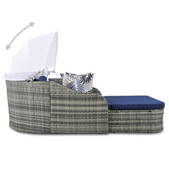 79.9" Outdoor Sunbed with Adjustable Canopy, Daybed With Pillows,