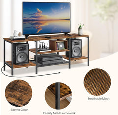 TV Stand with Power Outlets to 65 Inches, TV Console Table with Open