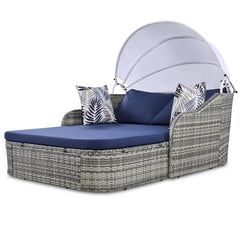 79.9" Outdoor Sunbed with Adjustable Canopy, Daybed With Pillows,
