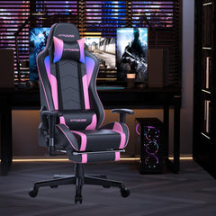 Gaming Chair with Footrest Speakers Video Game Chair Bluetooth Music