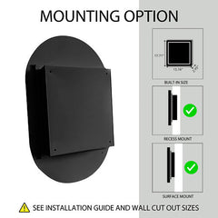 20x34 Inch Oval Recessed Metal Frame Bathroom Wall Cabinet With Mirror