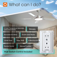 Ceiling Fans with Lights, 52 Inch Silver Ceiling Fan with Light and