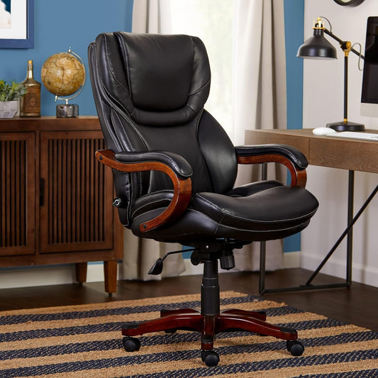 Big and Tall Executive Office Chair with Wood Accents, Adjustable High