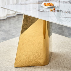 The luxurious cold jade dining table , paired with electroplated