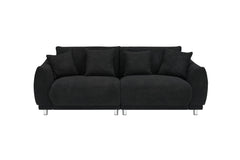 86.6 inch teddy fleece black sofa with four throw pillows hardware