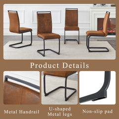 Retro - style Suede - like Tech Fabric Dining Chairs, Sturdy Metal
