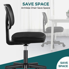 Armless Desk Chairs with Wheels Cute Home Office Chair No Arms,