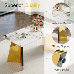 Pandora Patterned Sintered Stone Dining Table with Golden Stainless
