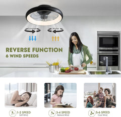 Ceiling Fans with Lights, 20" Flush Mount Ceiling Fan with Remote &
