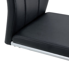 Modern Black PU High Back Dining Chair Set with Sturdy Legs for