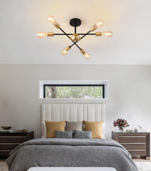 Modern Semi Flush Mount Ceiling Light Fixture Black and Gold Close to