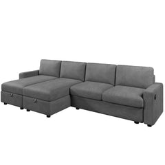 Modern Convertible Sectional Sofa with Storage Chaise Lounges and USB
