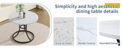 Table and chair set.A Modern Minimalist Circular Dining Table With A