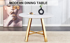 Modern minimalist white patterned circular dining table and coffee