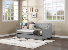 Twin Size Upholstered Daybed with Trundle,Sturdy Wood Bedframe w/