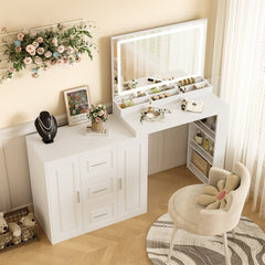 59' Makeup Vanity Desk with Mirror, Vanity Mirror with Lights,