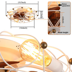 Low Profile Caged Ceiling Fan with Lights Remote Control, Embedded