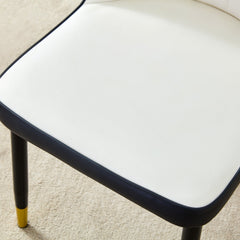 Modern Two-Tone PU Dining Chairs with Gold Decorated Legs - White and