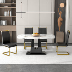 A modern, minimalist, and luxurious dining table with a white