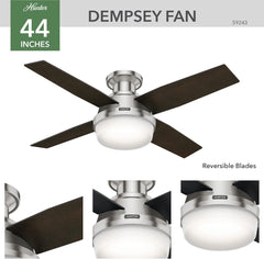 Fan Dempsey Low Profile Ceiling Fans with Lights and Remote, Flush