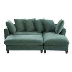 Upholstered Sectional Sofa with Movable Ottoman and Storage in Green