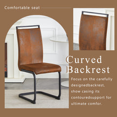 Retro - style Suede - like Tech Fabric Dining Chairs, Sturdy Metal