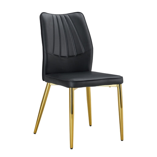 Medieval Modern Black Dining Chairs with Cushions and Golden Metal