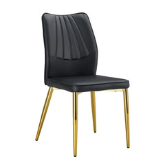 Medieval Modern Black Dining Chairs with Cushions and Golden Metal