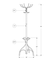 18inches x 18inches x 70inches White  Metal  Coat Rack