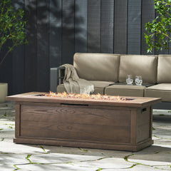 Transitional 56'' Rectangular Outdoor MGO Propane Fire Pit with 50,000