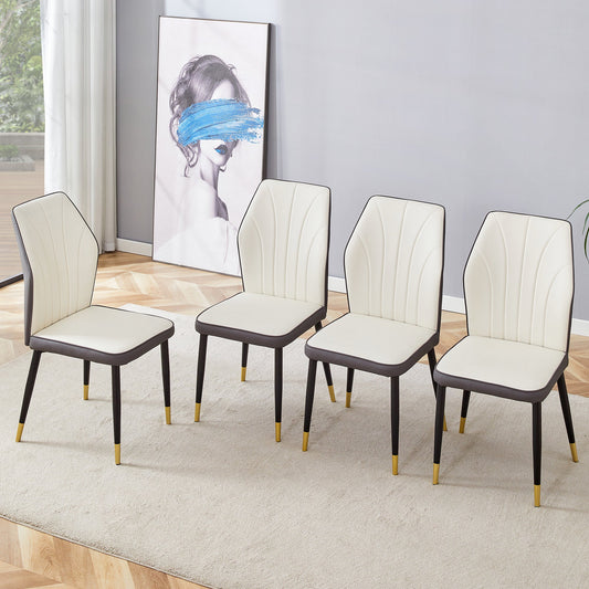 4 modern dining chairs with stylish PU patterned backrest and black