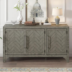 Modern Wood Buffet Sideboard with 3 Doors, Farmhouse Free Standing