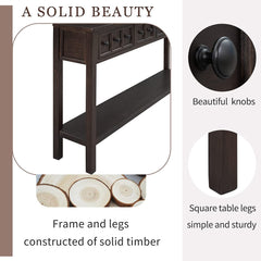 Rustic Console Table with Drawers and Shelf