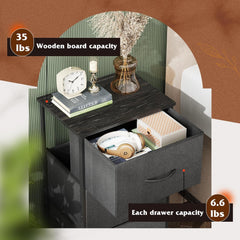 Dresser with 3 Drawers, Fabric Nightstand, Organizer Unit, Storage