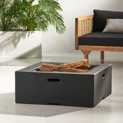 Outdoor 29' Square MgO Wood-Burning Fire Pit, Dark Gray