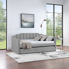 Velvet Daybed with Trundle Upholstered Tufted Sofa Bed,  both Twin
