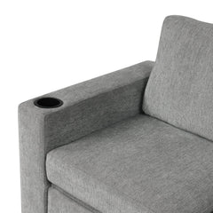 Multi-functional U-shaped Sectional Sofa Convertible Pull-out Bed Gray