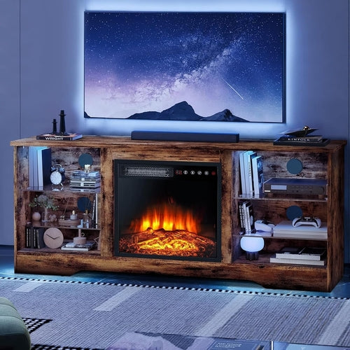 58" Brown Fireplace TV Stand for 65" TV