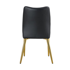 Medieval Modern Black Dining Chairs with Cushions and Golden Metal