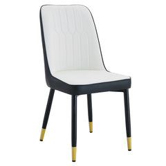 Modern Two-Tone PU Dining Chairs with Gold Decorated Legs - White and