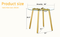 Modern Luxurious Round Tempered Glass Dining Table with Gold 7-Shaped