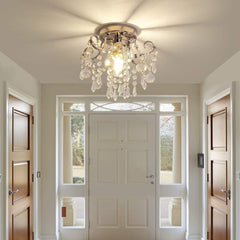 Small Crystal Chandelier Flush Mount Ceiling Light Fixtures Modern