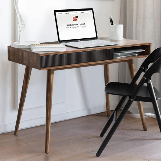 Office Desk Mid Century Modern Desk Writing Desk with Drawer Simple